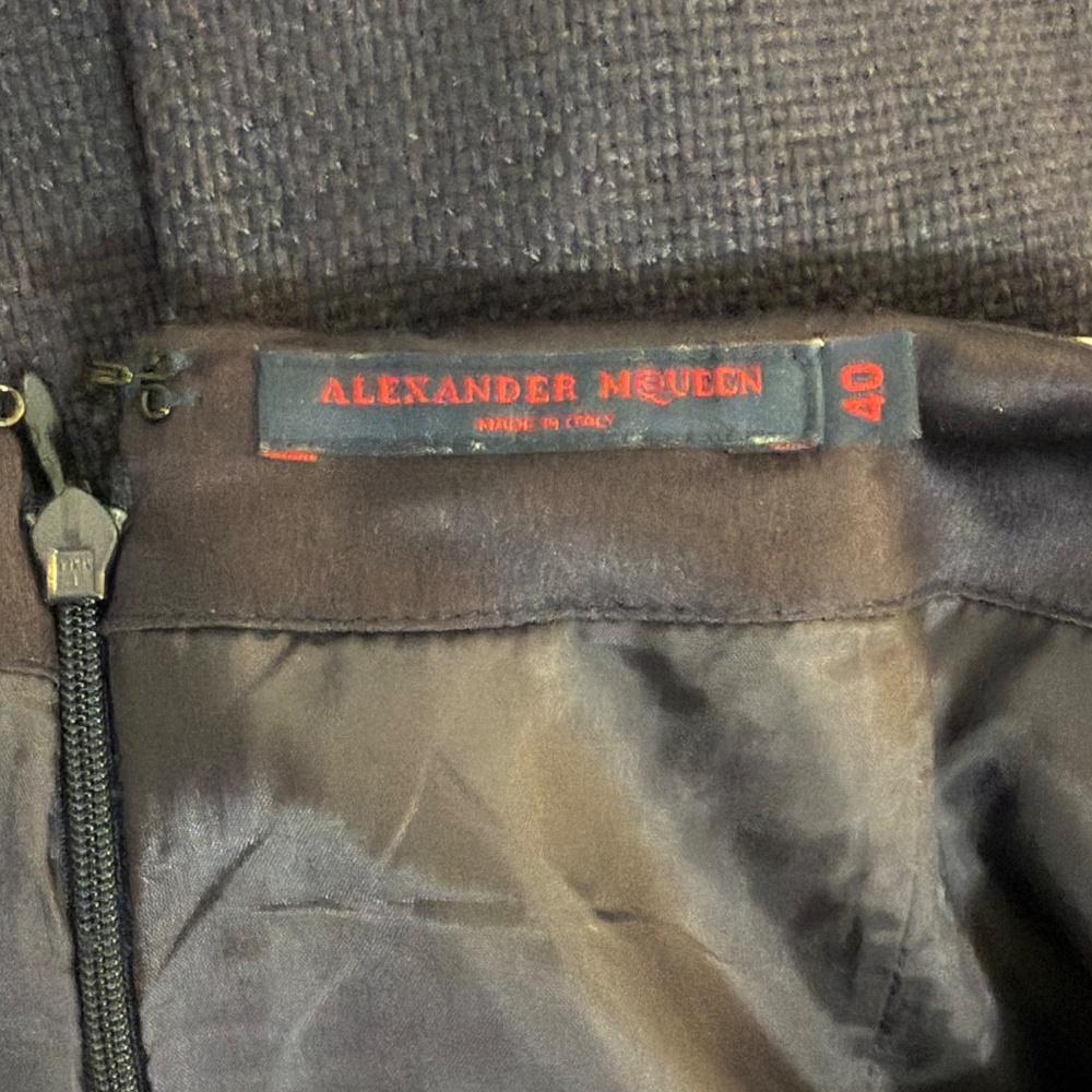 Alexander McQueen 2005 Archive Runway Indigo Linen Tailored Pencil Skirt 40 4-6 - Picture 13 of 15